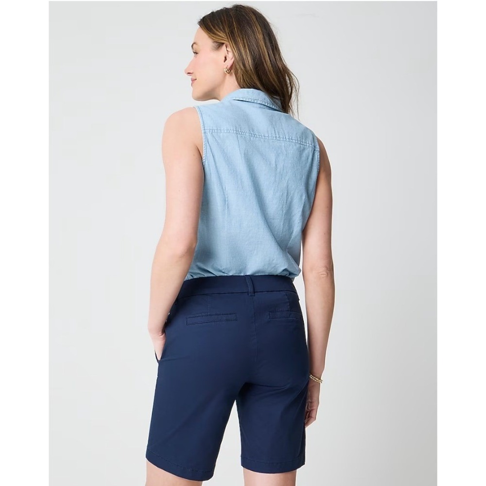 J.Crew Womens 9 Inch Chino Shorts Navy Blue Stretch Cotton Size 12 NEW - Picture 5 of 7